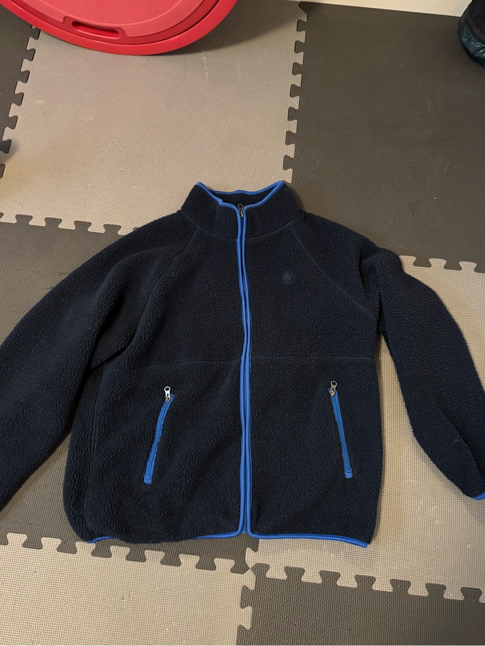 Sierra design Navy Blue Fleece Zip-Up Jacket with Bright Blue Trim